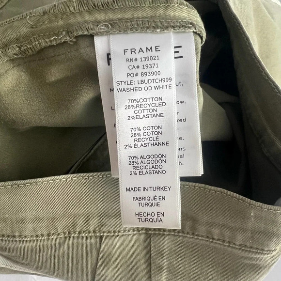 FRAME Le Beau Crop Chino Pants In Washed Od White Size US 28 - Picture 11 of 12